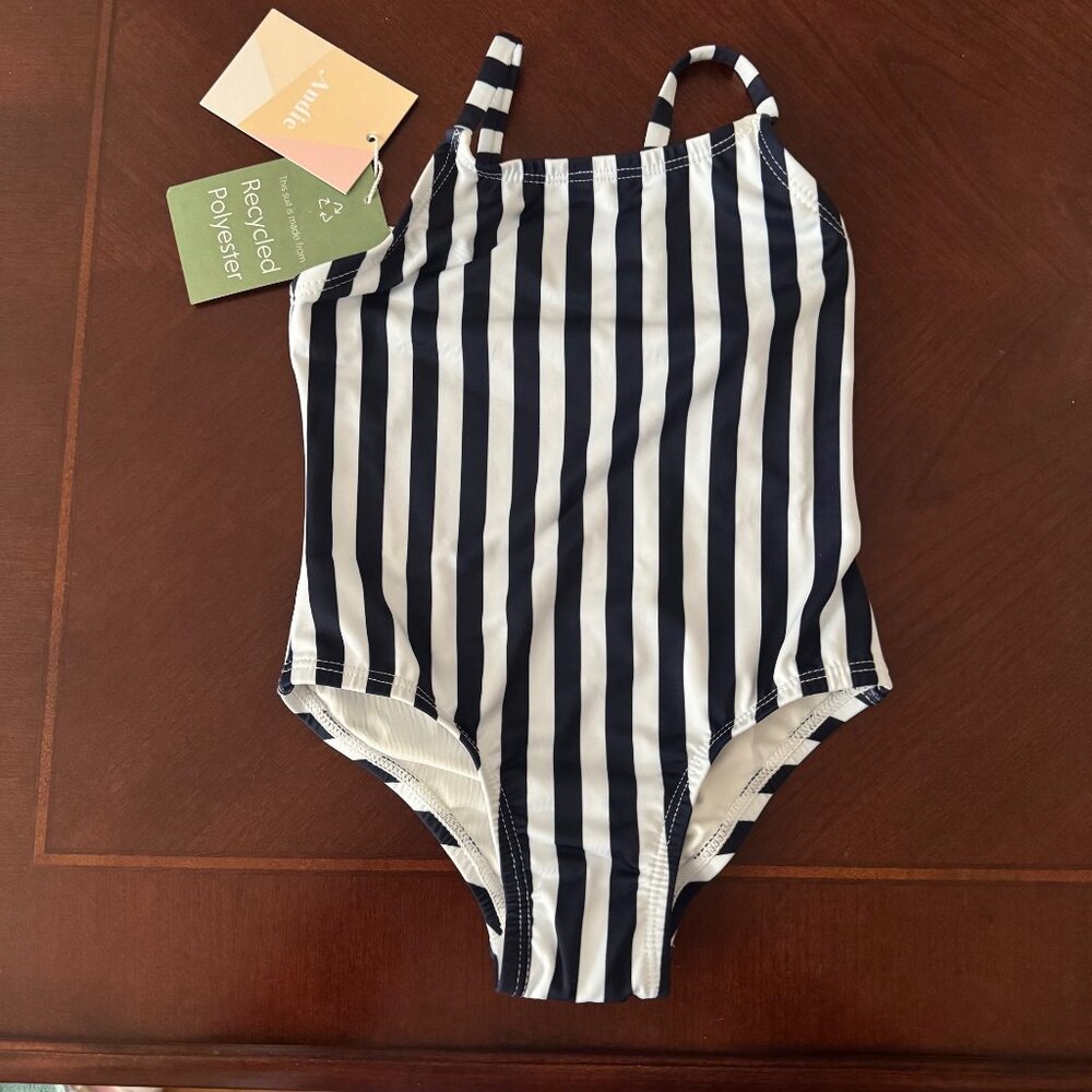Andie Kids Toddler Girl AK001 Navy Striped Amalfi Swimsuit Size 2T New
